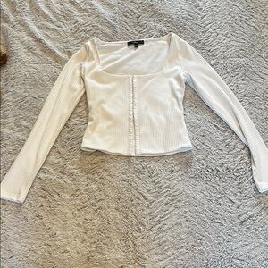 Lulu's Cream Fitted Buttoned Blouse